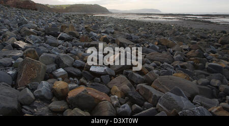Strand-Sediment und Welle schneiden Plattform Watchet, Somerset, England Stockfoto