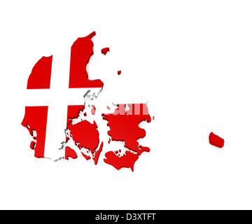 3D Karte von Dänemark Stockfoto