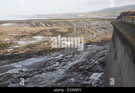 Felsigen Welle schneiden Plattform ausgesetzt bei Ebbe, Watchet, Somerset, England Stockfoto