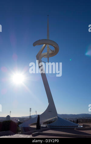 Sendeturm Torre Calatrava in Montjuic, Barcelona, Spanien, Europa Stockfoto