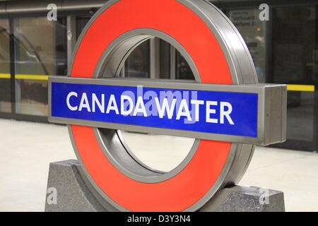 Canada Water Jubilee Line Zeichen Stockfoto