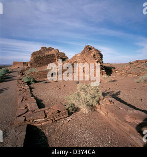 Wupatki Pueblo in Wupatki National Monument in der Nähe von Flagstaff, Arizona, USA - Ahnen Pueblo / Anasazi-Haus, Wohnung-Ruinen Stockfoto