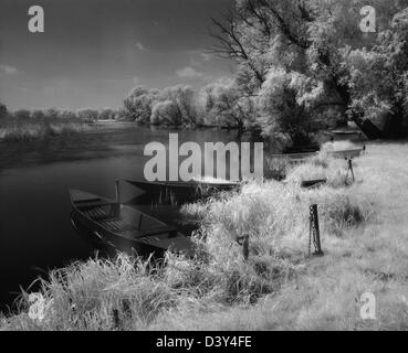 Jerchel, Deutschland, schwarz / weiß Infrarot-Fotografie: Havellandschaft Stockfoto