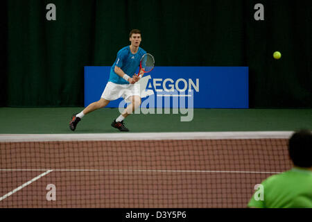 Cardiff, Wales, UK. 26. Februar 2013. Daniel Smethurst während der Runde 1 der ITF Aegon GB pro-Series am Welsh National Tennis Centre, Cardiff, Wales, UK am 26. Februar 2013. Bildnachweis: Toby Andrew / Alamy Live News Stockfoto