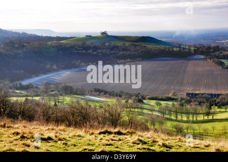 Dollars - Chiltern Hills - Beacon Hill, die im Winter in der nachmittäglichen Sonne gesehen Stockfoto