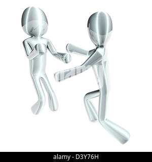 Zwei kämpfende Cartoon-Figuren. 3D gerenderte Darstellung. Isoliert auf weiss. Stockfoto