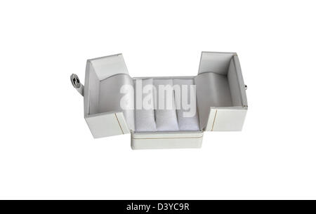 weiße Hochzeit Ring-Box isoliert Stockfoto