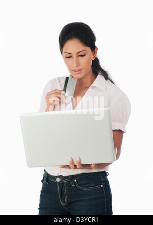 Frau online-shopping Stockfoto