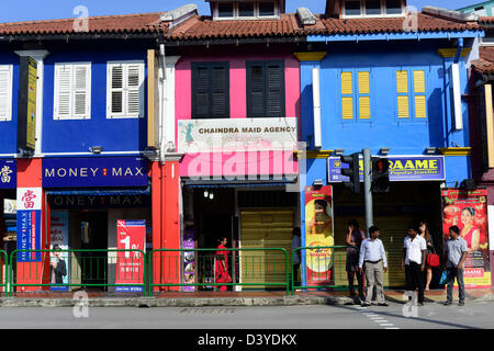 Bunte Gebäude Singapurs. Stockfoto