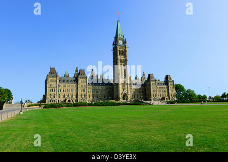 Parlament Hill Tower Ottawa Ontario Kanada National Capital City Friedenszentrum Block Stockfoto