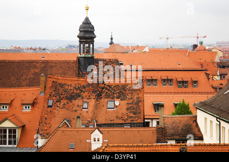 Dächer in Bamberg, Deutschland. Die Stadt ist ein UNESCO-Weltkulturerbe. Stockfoto