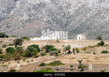 Naxos. Griechenland. Teilrestauriert 6. Jahrhundert BC Tempel der Demeter befindet sich in der Nähe der Stadt Ano Sangri auf der Insel Naxos. Stockfoto