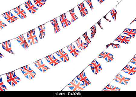 UK Flagge Wimpel flattern im Wind isoliert auf weißem Hintergrund Stockfoto