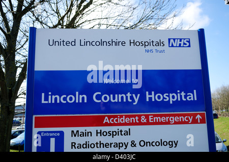 Vereinigte Lincolnshire Hospitals.NHS. Lincoln County Hospital. Stockfoto