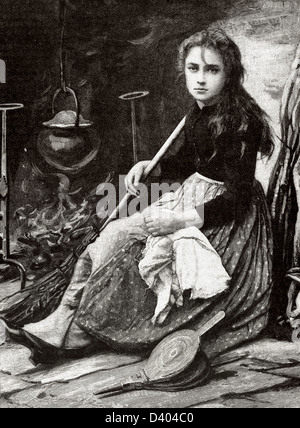 Cinderella. Charakter in der Geschichte, geschrieben von Charles Perrault. Gravur in der iberischen Abbildung, 1891. Stockfoto