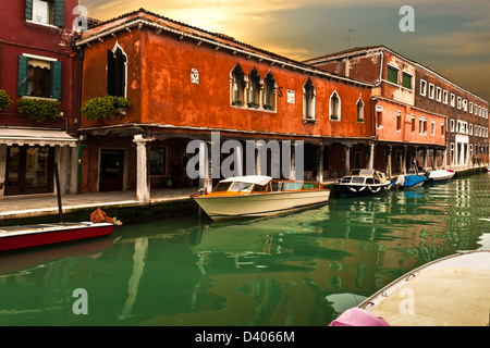 Leuchtende Farben In Murano bei Sonnenuntergang Stockfoto