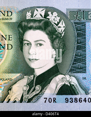 Porträt von Königin Elizabeth II von 1 Pfund Banknote, UK, 1978 Stockfoto