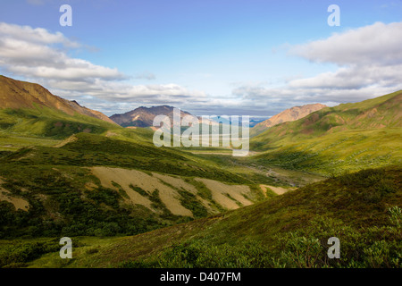 Südlich vom Highway Pass in der Nähe von Stony Hill Overlook, Denali National Park, Alaska, USA anzeigen Stockfoto