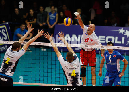 Latina, Italien. 27. Februar 2013.  PRIDDY William Reid in Aktion während der CEV Volleyball Cup Finale 1. Etappe zwischen Andreoli Latina und Halkbank Ankara von der Palabianchini Hall in Latina. Bildnachweis: Aktion Plus Sportbilder / Alamy Live News Stockfoto