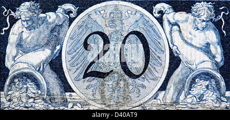 Nr. 20 von 20-Mark-Banknote, Deutschland, 1915 Stockfoto