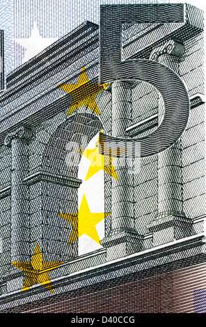 5 Euro-Banknote, klassische Architektur, 2002 Stockfoto