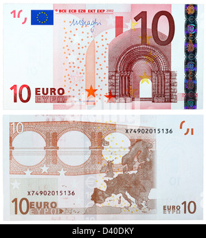 10 Euro-Banknote, romanischer Baukunst und Brücke, 2002 Stockfoto