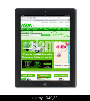 Lebensmittel online-shopping auf der ASDA-Website mit einer 4. Generation des Apple iPad Stockfoto