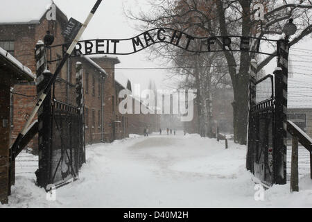 28. Januar 2010 - Polen - Polen. Im Bild: Oswiecim Muzeum Auschwitz-Birkenau. KZ Auschwitz-Birkenau (Deutsch: Konzentrationslager Auschwitz) war ein Konzentrations- und Vernichtungslager Lager errichtet und betrieben durch das Dritte Reich in polnischem Gebiet. (Kredit-Bild: © PhotoXpress/ZUMAPRESS.com) Stockfoto