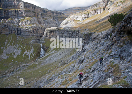 Trekking im Ordesa Nationalpark. Pyrenäen. Aragón. Spanien Stockfoto