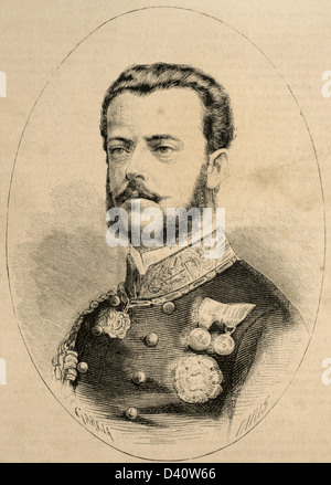 Amadeo i. von Spanien (1845-1890). König von Spanien. Gravur in der spanischen und amerikanischen Abbildung, 1870. Stockfoto