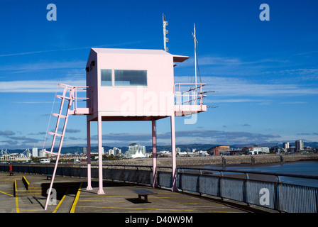 Pink Hut in Cardiff Bay Barrage, Cardiff, Wales. Stockfoto