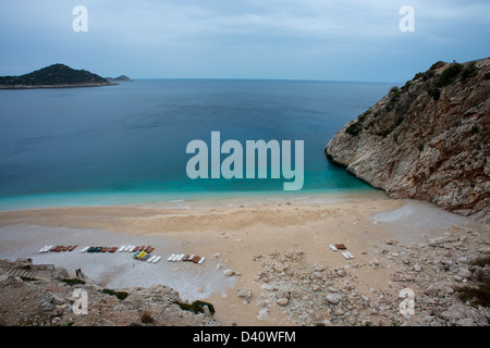 Kaputas Strand und Schlucht in der Nähe von Kalkan auf das türkisfarbene Küste ich n Südtürkei oft als Drehort verwendet. Stockfoto