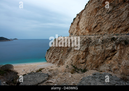 Kaputas Strand und Schlucht in der Nähe von Kalkan auf das türkisfarbene Küste ich n Südtürkei oft als Drehort verwendet. Stockfoto