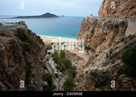 Kaputas Strand und Schlucht in der Nähe von Kalkan auf das türkisfarbene Küste ich n Südtürkei oft als Drehort verwendet. Stockfoto