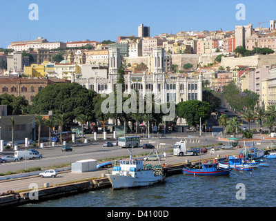 Blick auf Via Roma und der Gemeinde der Stadt Cagliari auf Sardinien Stockfoto