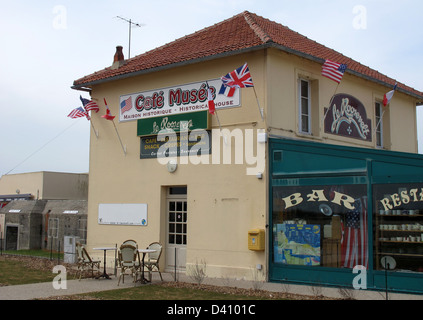 Bar Resaurant Le Roosewelt beach D-Day Landung Strand am Utah, Sainte-Marie-du-Mont, Manche, Normandie, Frankreich, WWII Stockfoto