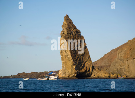 Ecuador, Galápagos-Inseln, Isla Bartolomé, Blick auf den Pinnacle Rock Stockfoto