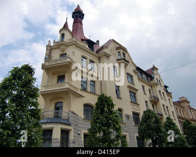 Jugendstilgebäude (Riga, Republik Lettland) Stockfoto