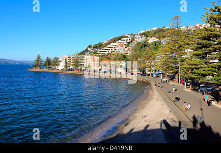 Sommer Menschenmenge am Oriental Bay Beach in Wellington Stockfoto