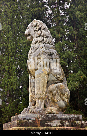 Der Löwe von Chaironeia, fast 20-Fuß-hohe (6,1 m) funerary Denkmal zu Ehren der Heiligen Band von Theben, Griechenland. Stockfoto