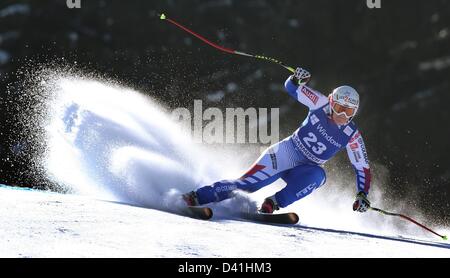 Garmisch, Deutschland. 1. März 2013. Marion Rolland aus Frankreich in Aktion bei der Frauen Super-G Rennen der alpinen Skiweltcup in Garmisch-Partenkirchen Deutschland, 1. März 2013. Foto: Karl-Josef Hildenbrand/Dpa/Alamy Live News Stockfoto