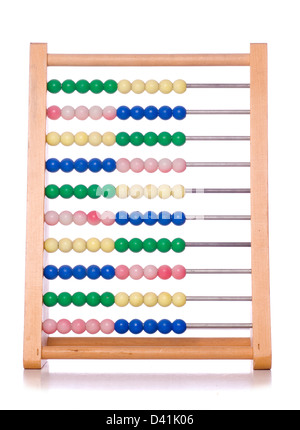Retro-Abacus auf weißem Hintergrund Stockfoto