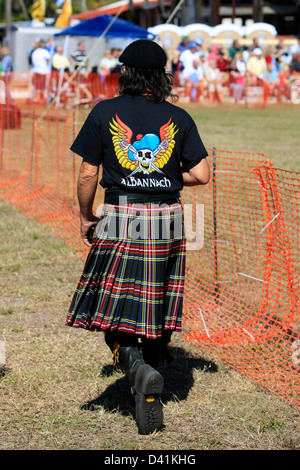 Mann in seinem Kilt an den Highland-Games Sarasota in Florida Stockfoto