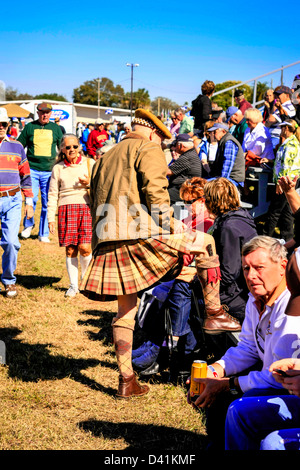 Mann in seinem Kilt an den Highland-Games Sarasota in Florida Stockfoto