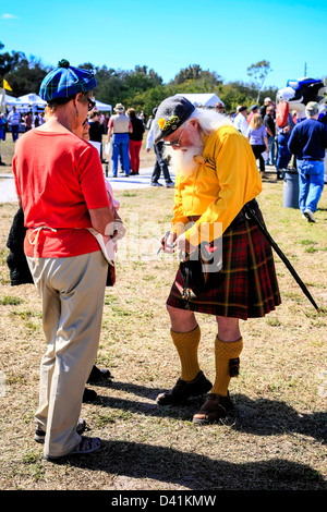 Mann in seinem Kilt an den Highland-Games Sarasota in Florida Stockfoto