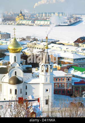 Februar-Ansicht der Kirche Kazan Ikone der Mutter Gottes Nischni Nowgorod Russland Stockfoto