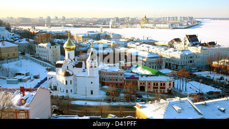 Januar-Panoramablick über Nischni Nowgorod, Russland Stockfoto