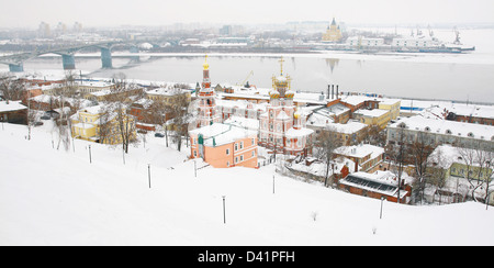 Januar-Panoramablick über Nischni Nowgorod, Russland Stockfoto