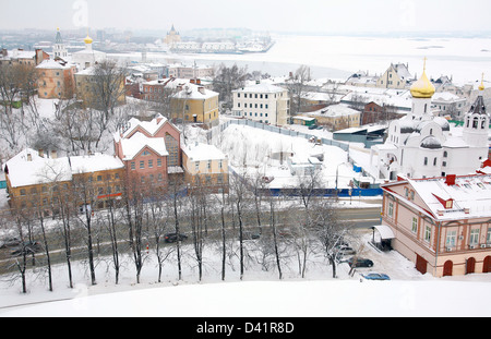 Schnee Januar Überblick "Strelka" in Nischni Nowgorod, Russland Stockfoto