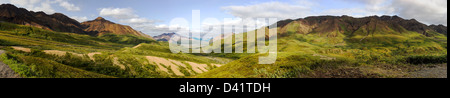 Panoramablick vom Polychrome Pass, Denali National Park, Alaska, USA Stockfoto